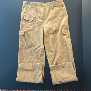 Lauren Ralph Lauren Women's Size 8 Tan Cargo Corduroy Pants Pockets Straight Leg